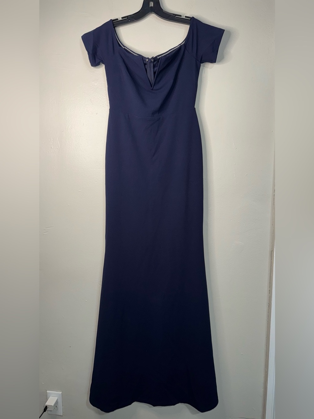Lulu's Navy Off-Shoulder Maxi Gown